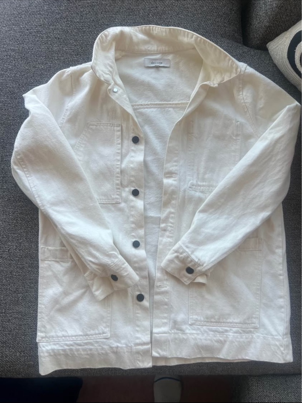 Ecru Chore Button-Front Utility Jacket